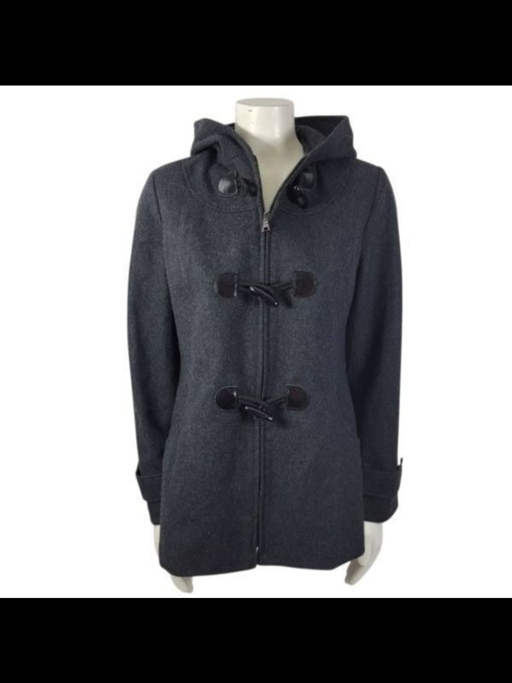 Braetan Charcoal Hooded Toggle Pea Coat